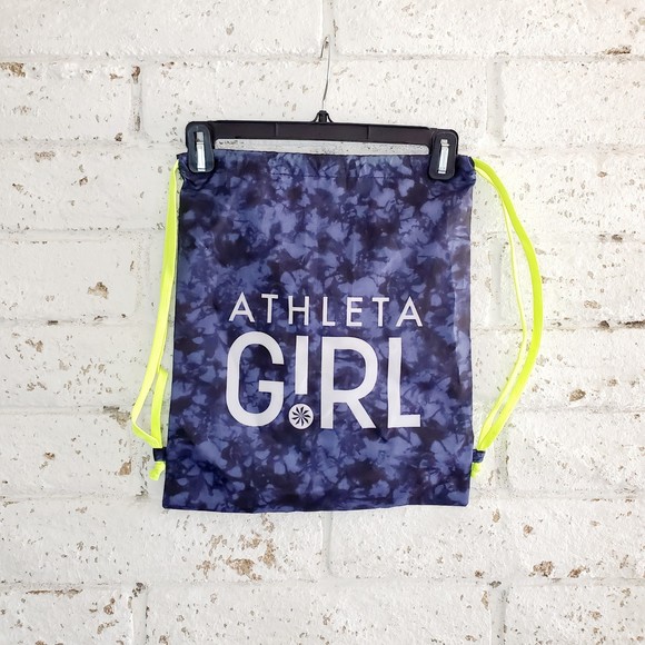 ATHLETA Girl Drawstring Backpack Travel Sports Bag Camo Neon Straps - Picture 7 of 7